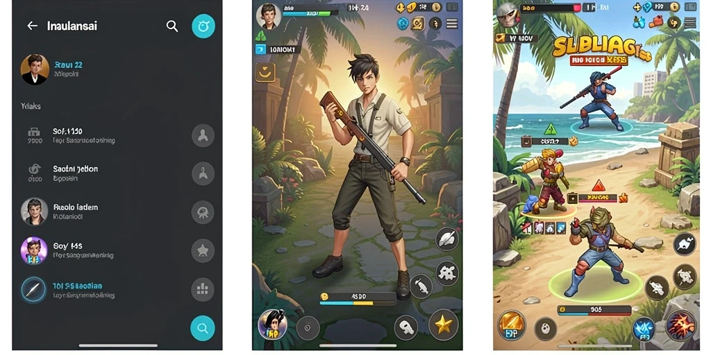 Screenshot menunjukkan layar utama dengan pilihan permainan yang beragam.